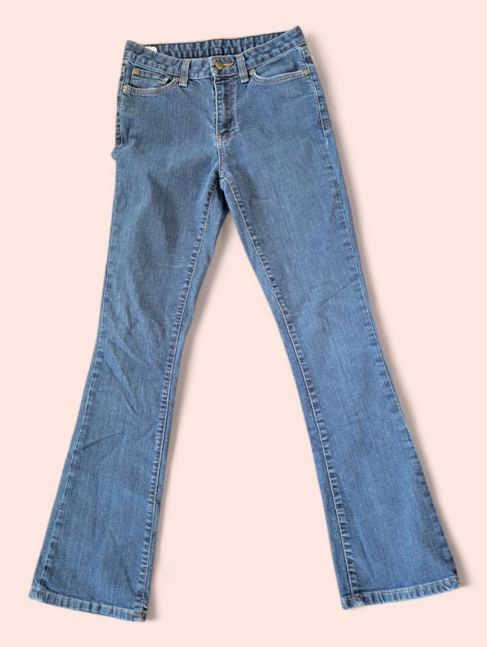 Boston Proper Classic Straight Leg Denim Blue Jeans w Bronze Logo